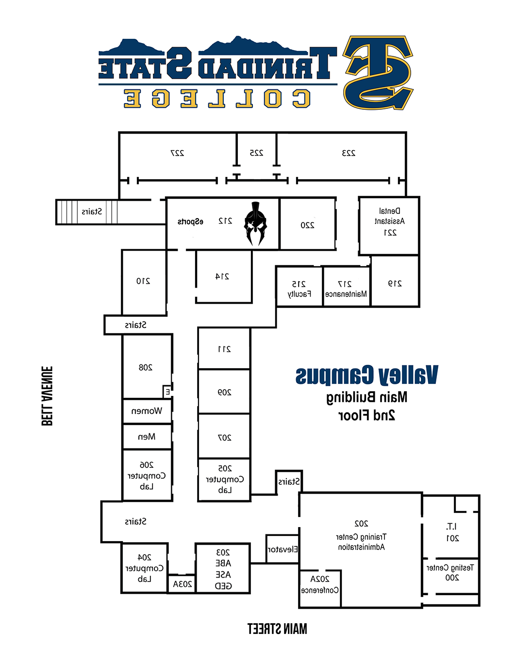 Valley Campus Main Building 2nd floor map image